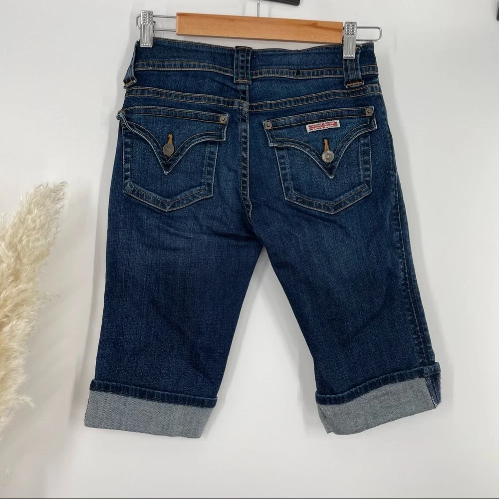 Hudson Women's Palerme Cuffed Dark Denim Jean Shorts Size 25